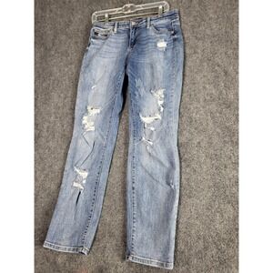 Judy Blue Boyfriend Jeans Distressed Ripped Light Wash Denim Women‎ Size 5/27